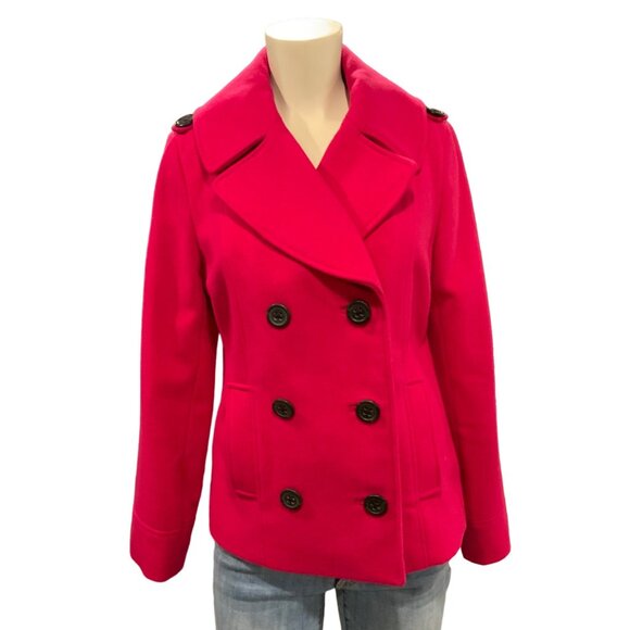 Morona Jackets & Blazers - Morona Pea Coat pink women's size small double breasted button down front workin